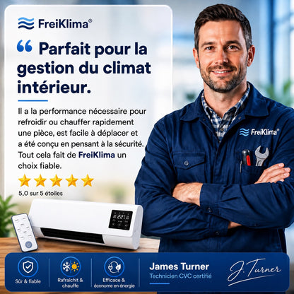 FreiKlima Pro – Climatiseur et chauffage portable sans installation | Climatisation 2-en-1 | Jusqu’à 51 m²