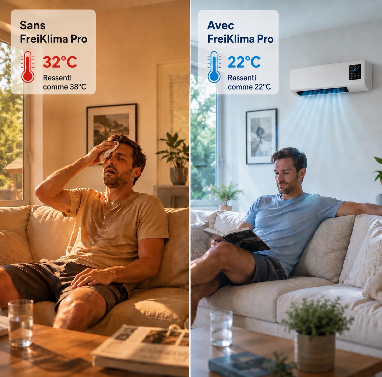 FreiKlima Pro – Climatiseur et chauffage portable sans installation | Climatisation 2-en-1 | Jusqu’à 51 m²