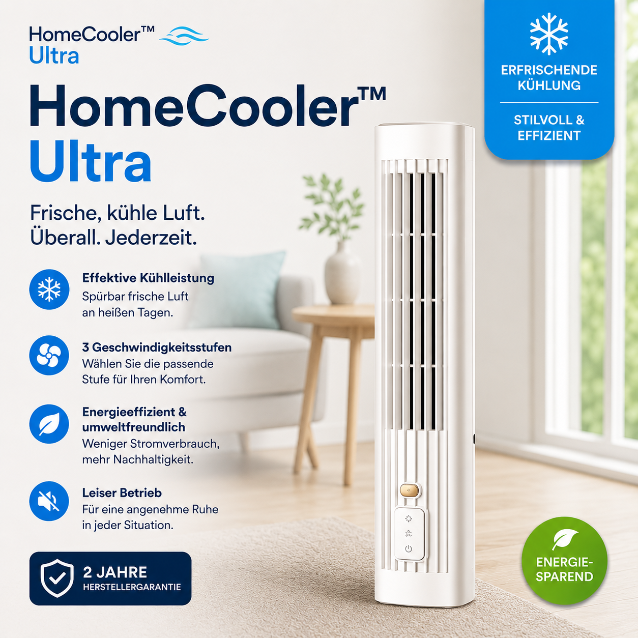HomeCooler™ Ultra – Mobile Klimaanlage – Keine Installation nötig | Kühlt sofort auf Knopfdruck